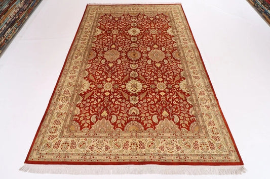 182 x 276 cm | Floral Red Afghan Tribal Hand Knotted Veg Dye Wool Carpet