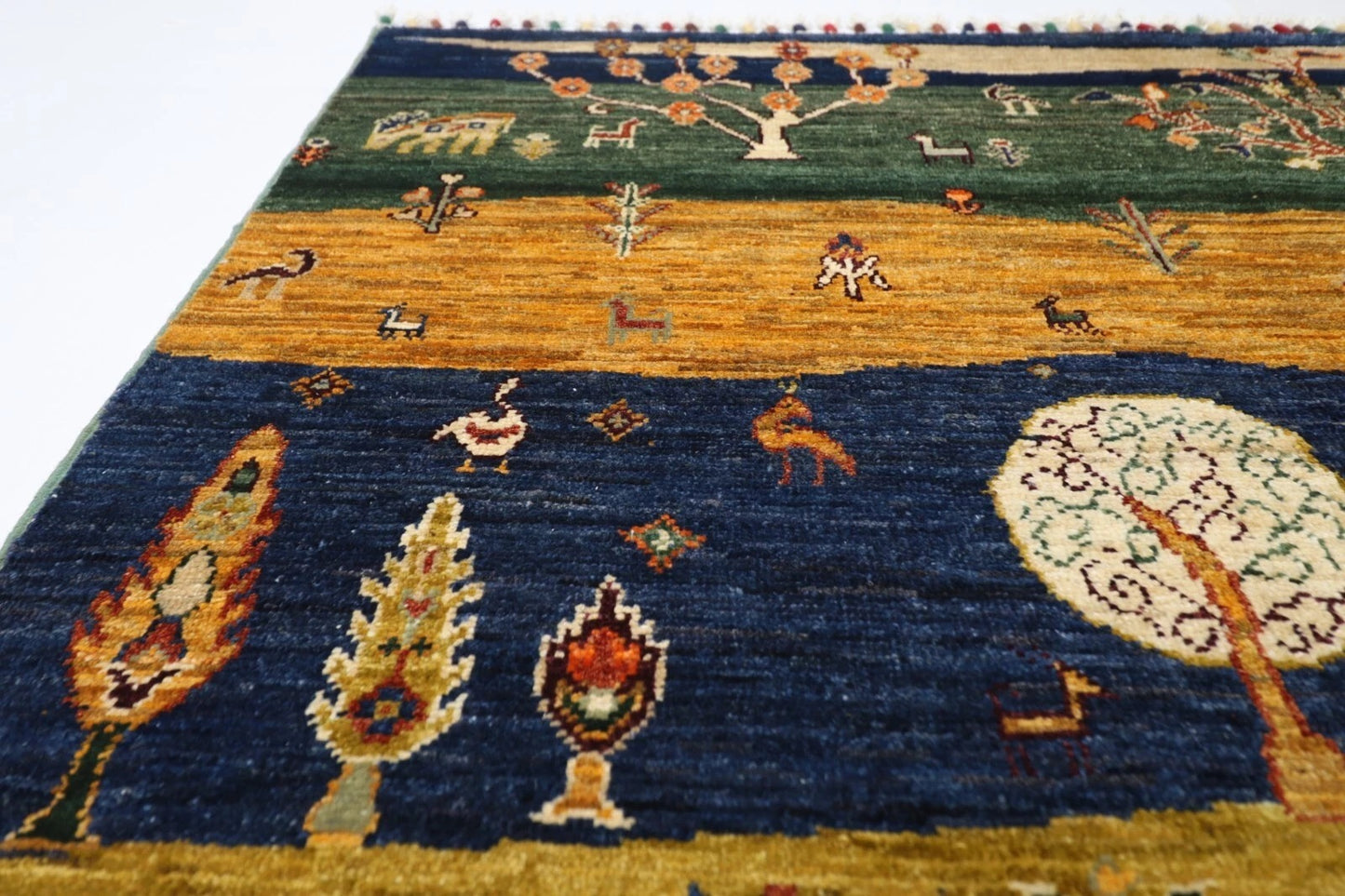 118 x 172 cm | Landscape Afghan Tribal Hand Knotted Veg Dye Wool carpet