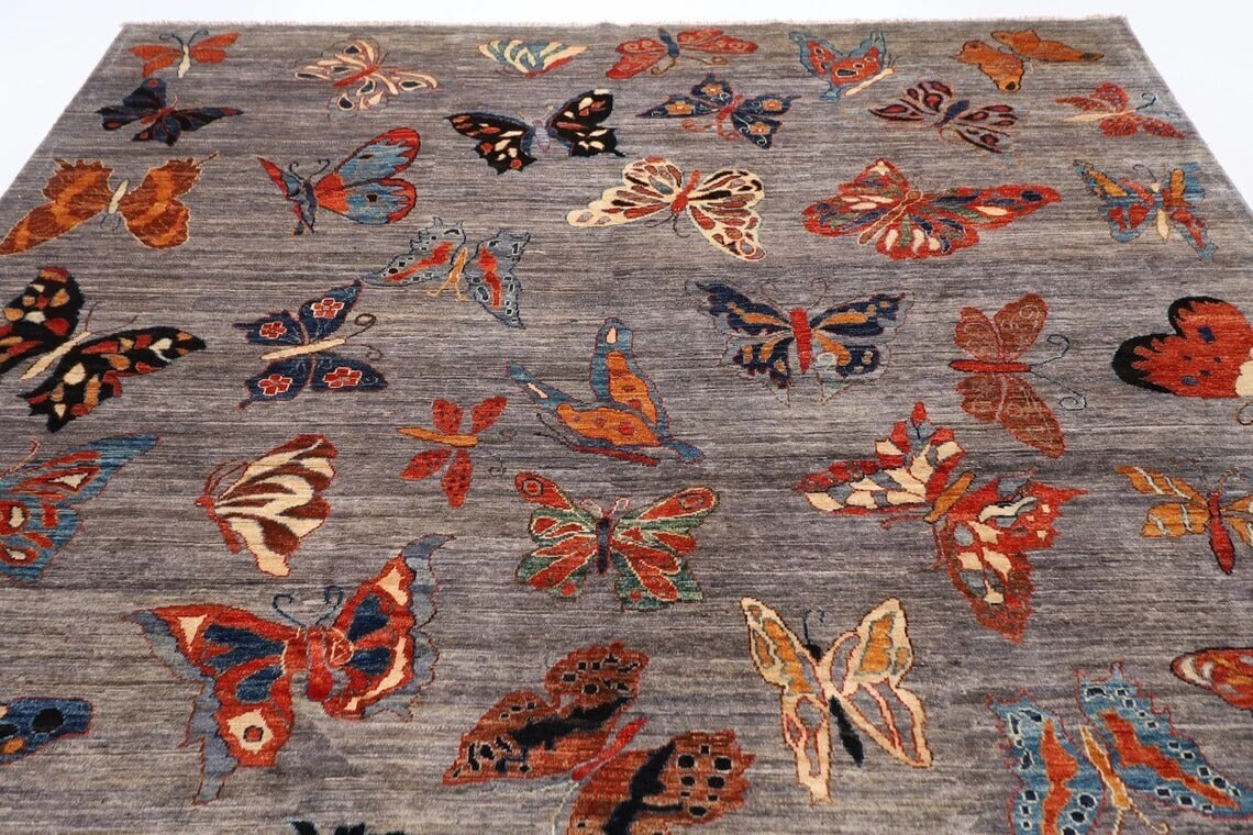 249 x 300 cm | Butterflies Afghan Tribal Hand Knotted Carpet