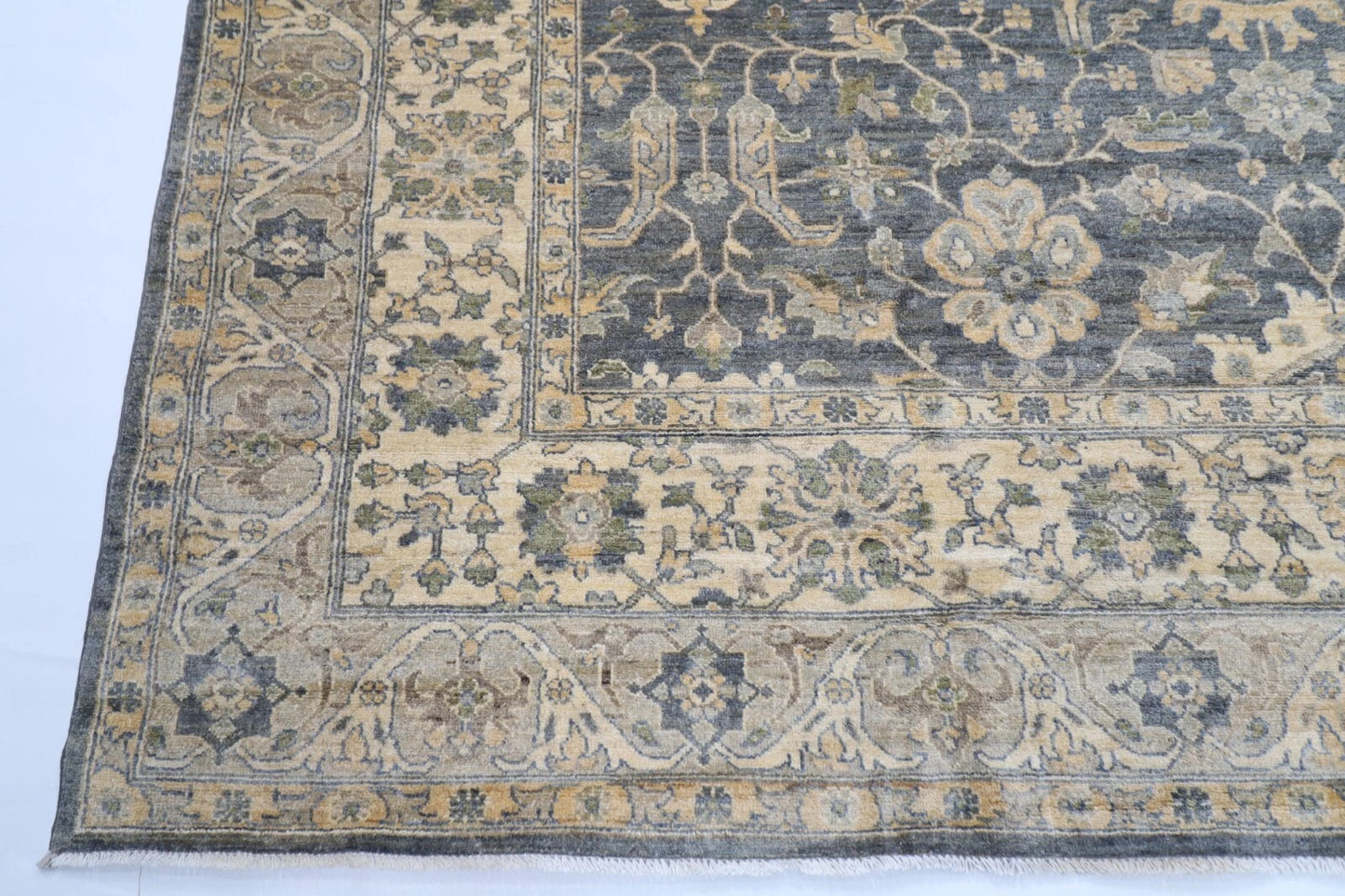 275 x 361 cm | Oriental Grey Afghan Tribal Hand Knotted Carpet