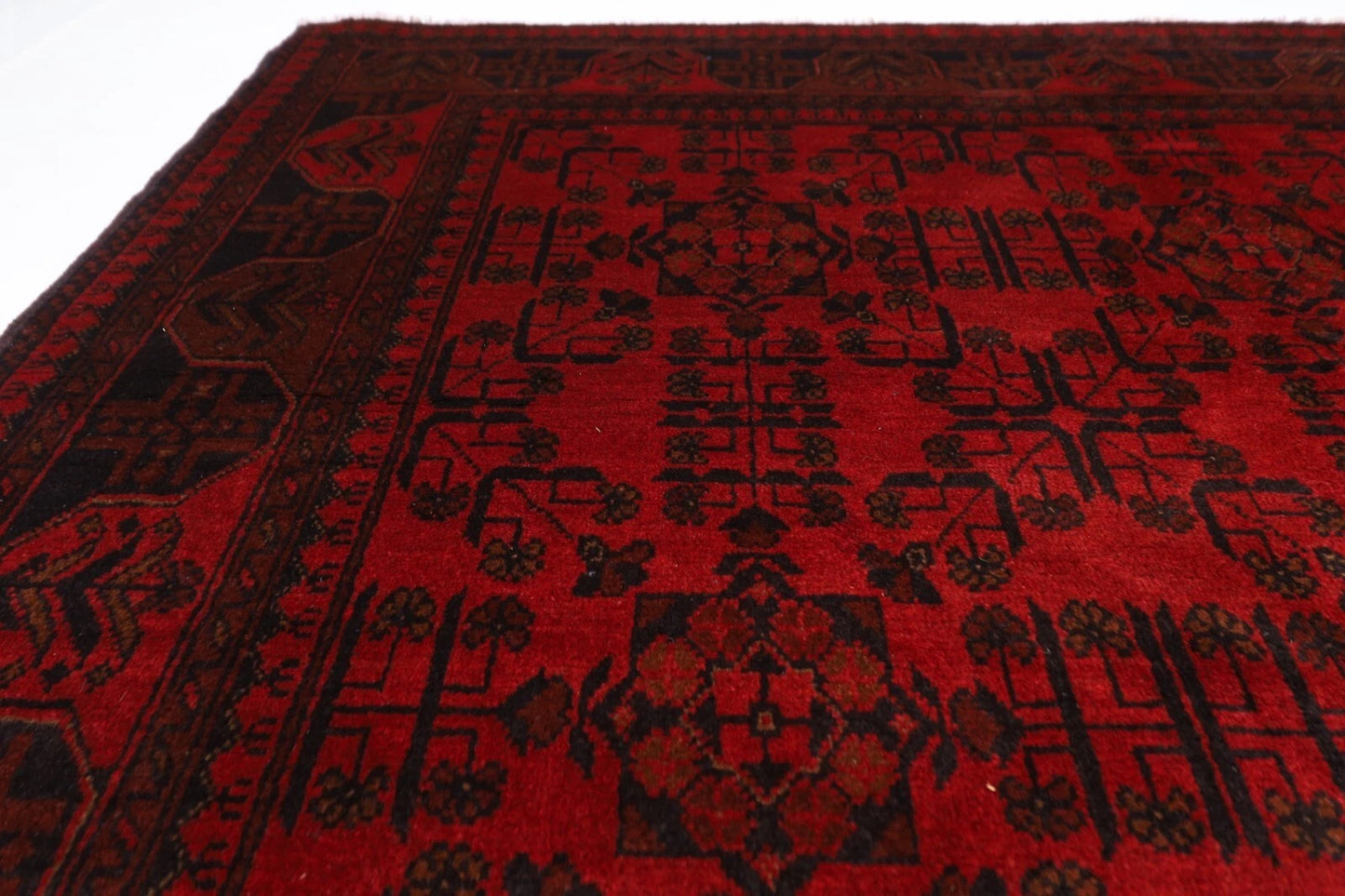 174 x 233 cm | Bokhara Afghan Tribal Hand Knotted Veg Dye Wool Carpet