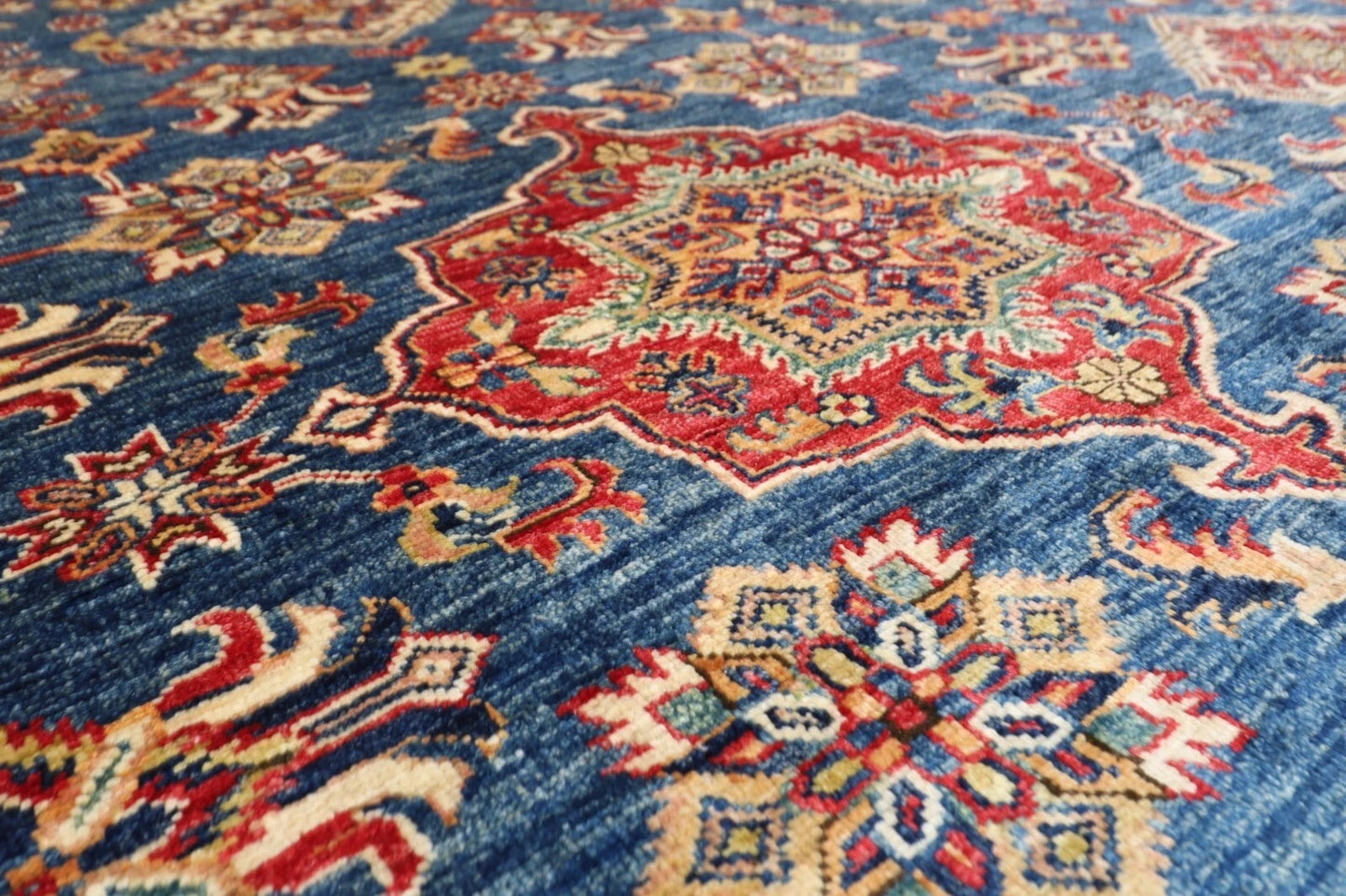 276 x 288 cm | Kazak Afghan Tribal Hand Knotted Wool Round Carpet