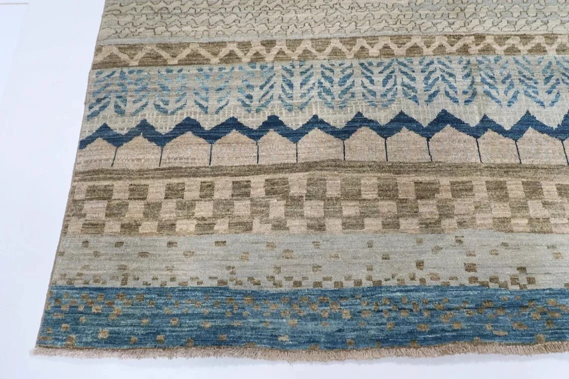 187 x 257 cm | Gabbeh Blue Afghan Tribal Hand Knotted Veg Dye Wool Carpet