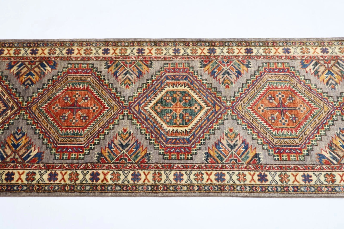 75 x 242 cm | Kazak Afghan Tribal Hand Knotted Wool Runner