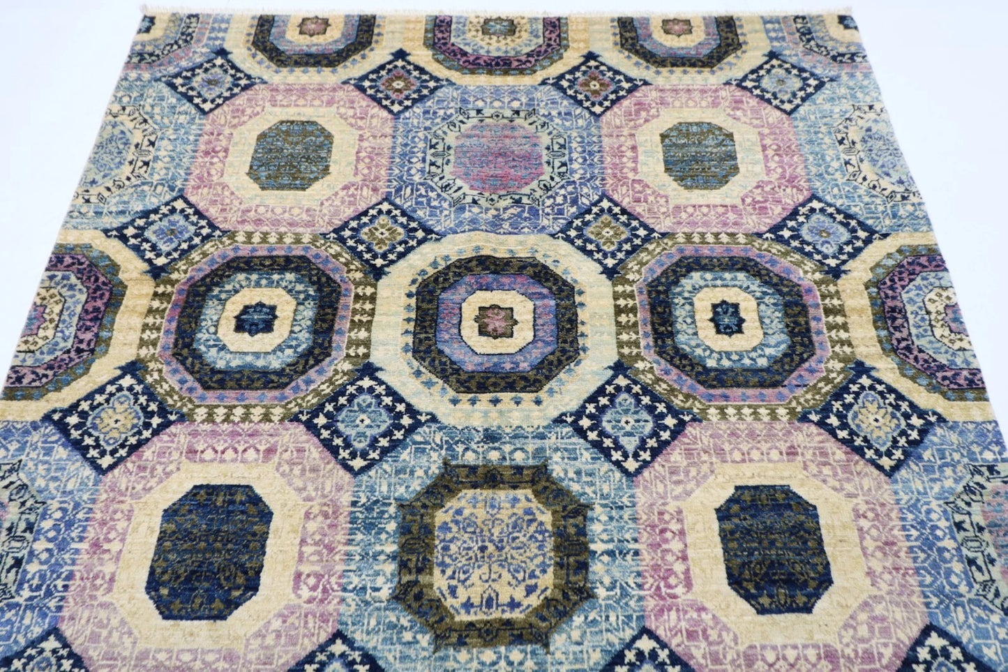 169 x246 cm | Mamluk Afghan Tribal Hand Knotted Veg Dye Wool Carpet