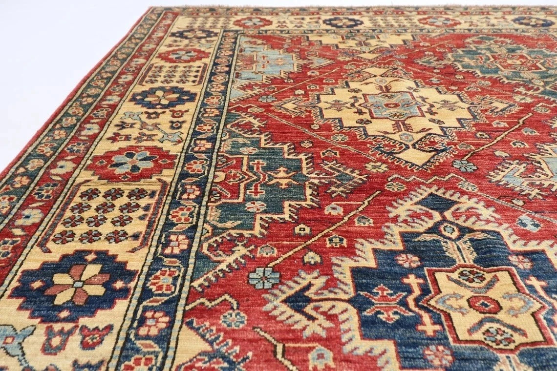 231 x 336 cm | Kazak Afghan Tribal Hand Knotted Carpet