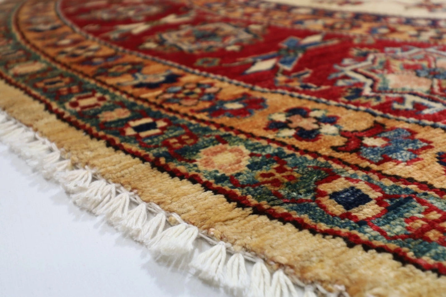 250 x 247 cm | Kazak Afghan Tribal Hand Knotted Wool Round Carpet