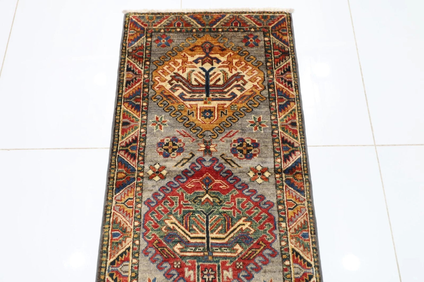 60 x 203 cm | Kazak Afghan Tribal Hand Knotted Wool Runner