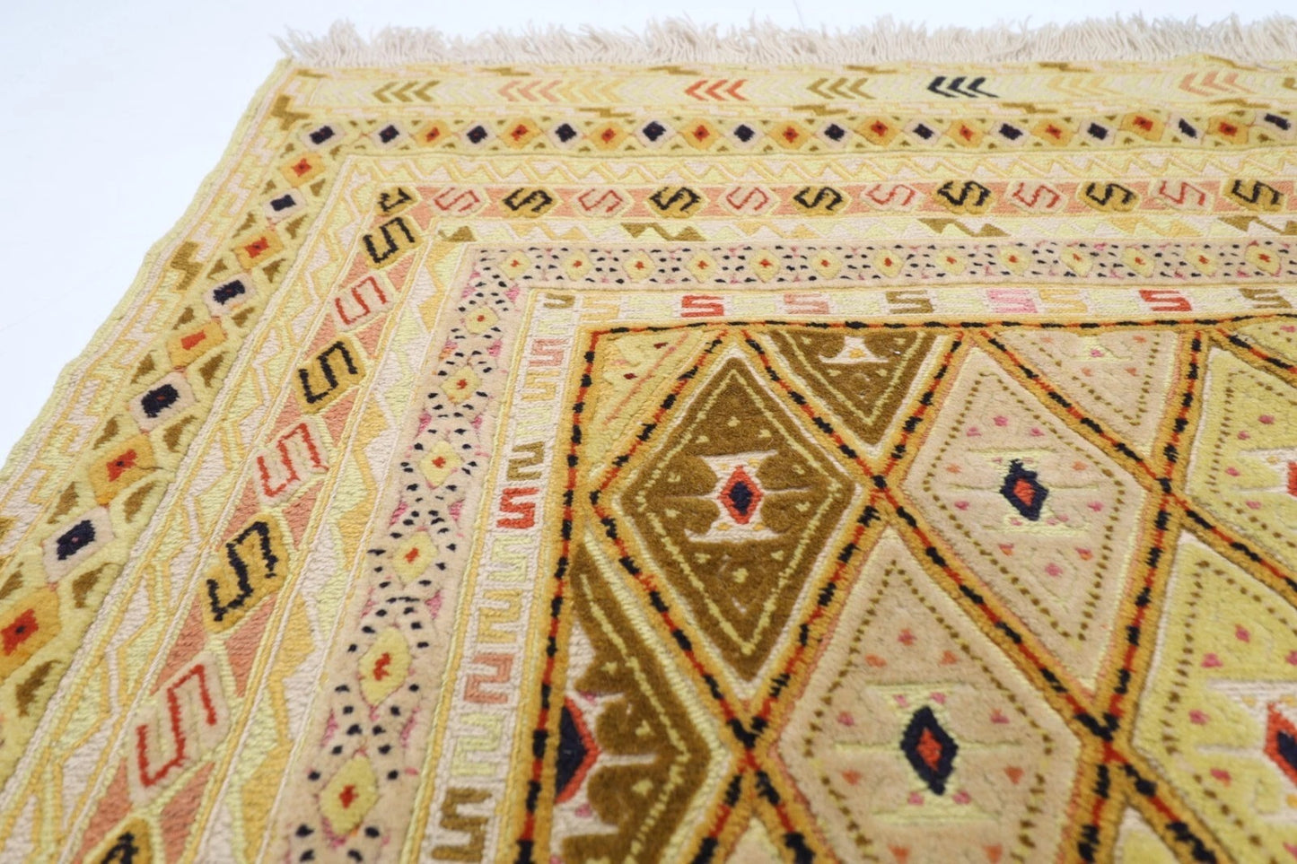 146 x 195 cm | Flat Weave Afghan Tribal Hand Knotted Veg Dye Wool Kilim