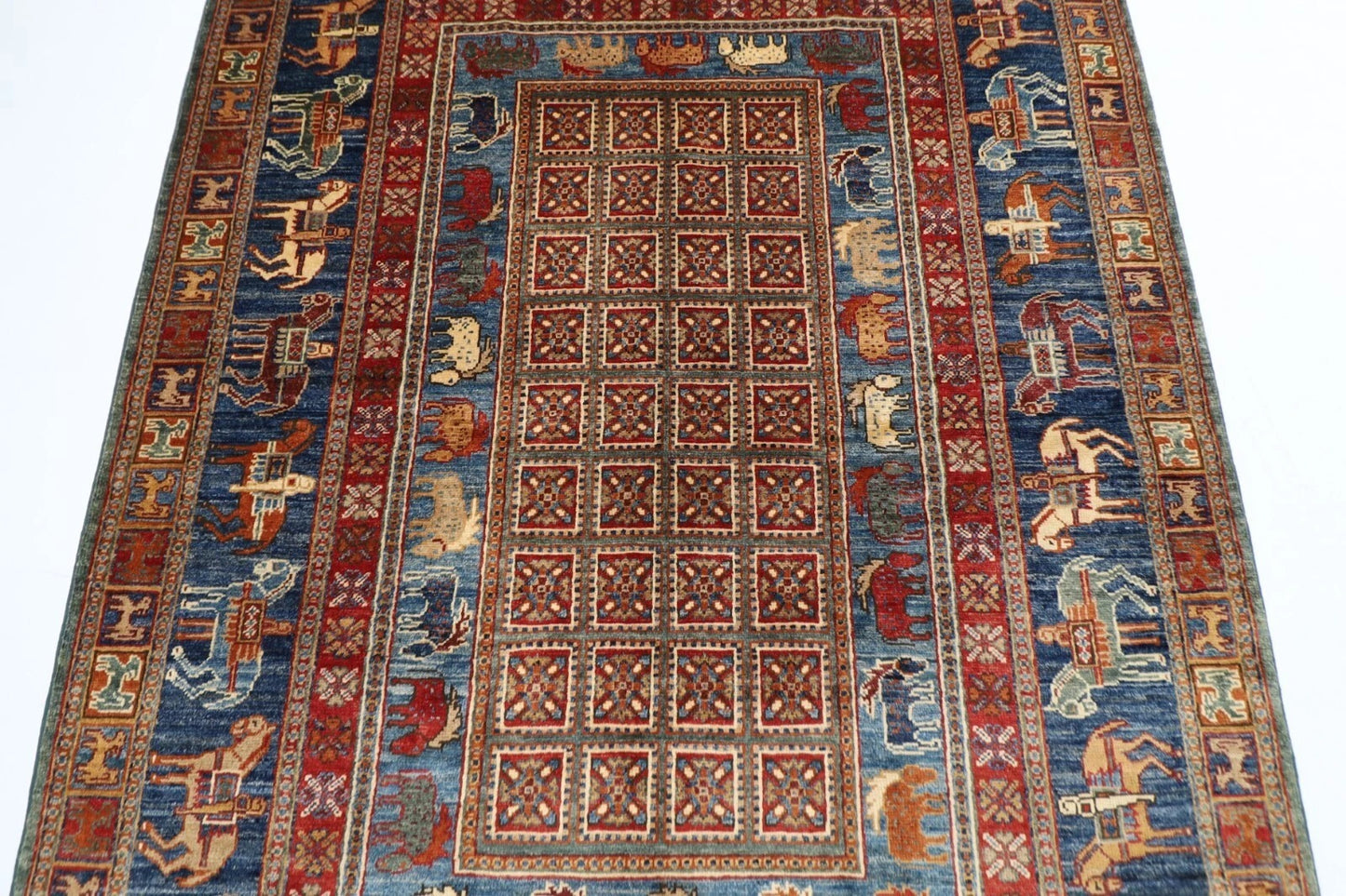 152 x 207 cm | Pazyryk Afghan Tribal Hand Knotted Veg Dye Wool carpet