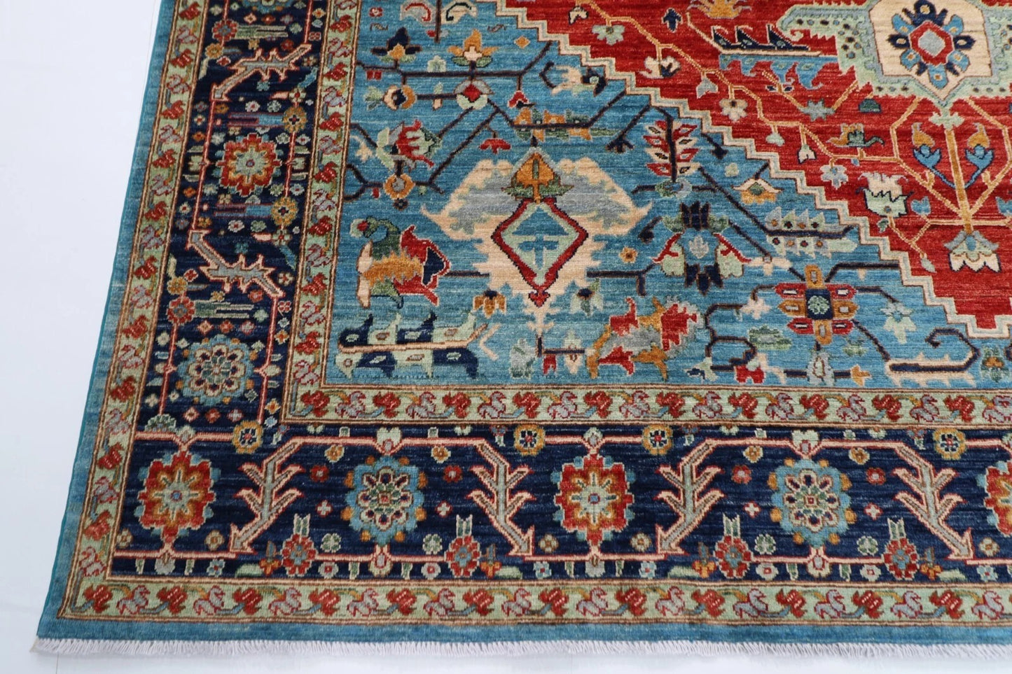 277 x 363 cm | Serapi Afghan Tribal Hand Knotted Carpet