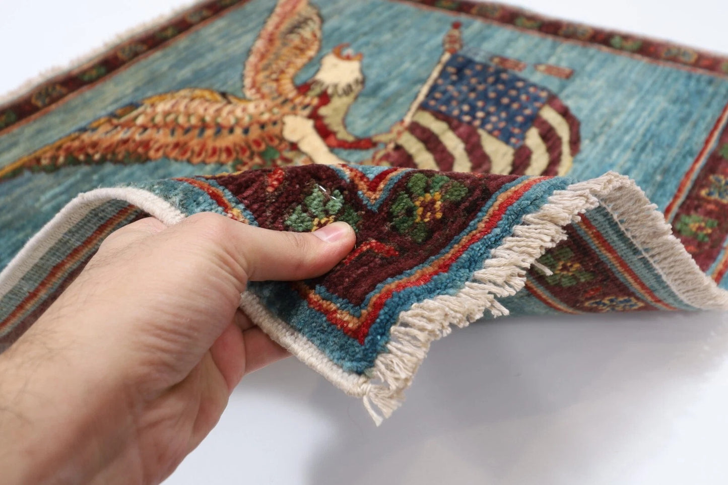 80 x 82 cm | Falcon Afghan Tribal Hand Knotted Wool Carpet