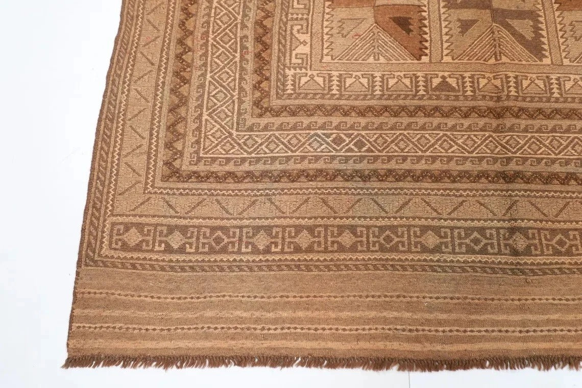 186 x 263 cm | Barjesta Beige Flat Weaved Afghan Tribal Hand Knotted Carpet Kilim