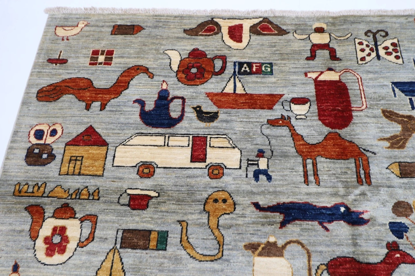 185 x 274 cm | Landscape Gabbeh Afghan Tribal Hand Knotted Veg Dye Wool Carpet