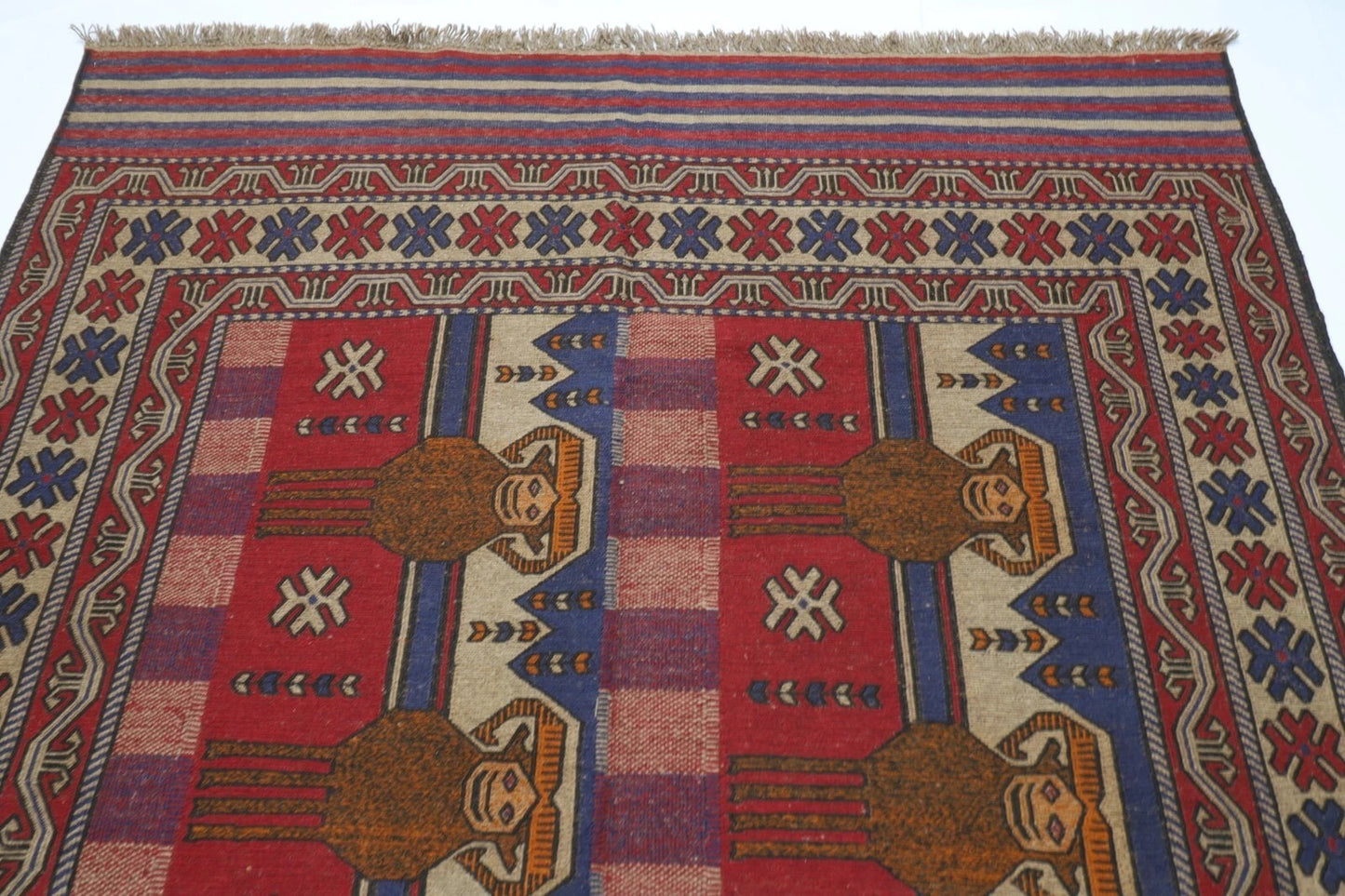 192 x 271 cm | Barjesta Flat Weaved Afghan Tribal Hand Knotted Wool Carpet kilim