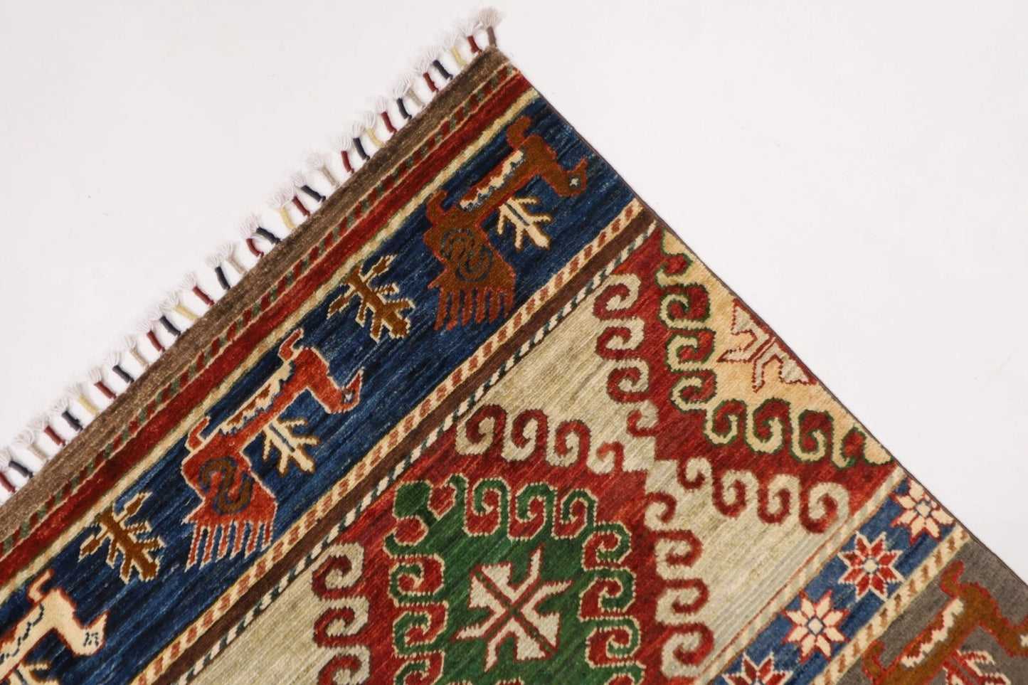 196 x 299 cm | Striped Afghan Tribal Hand Knotted Carpet