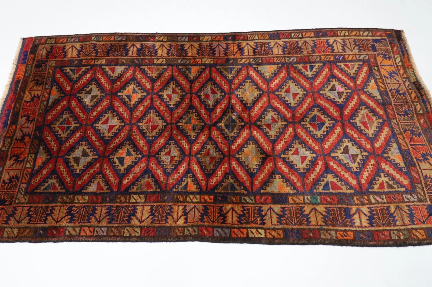 110 x 204 cm | Baluch Afghan Tribal Hand Knotted Veg Dye Wool carpet