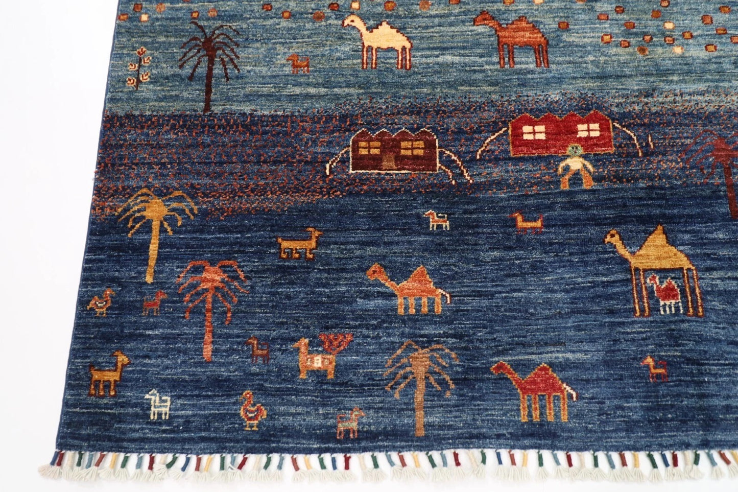 180 x 257 cm | Landscape Animal Afghan Tribal Hand Knotted Veg Dye Wool Carpet