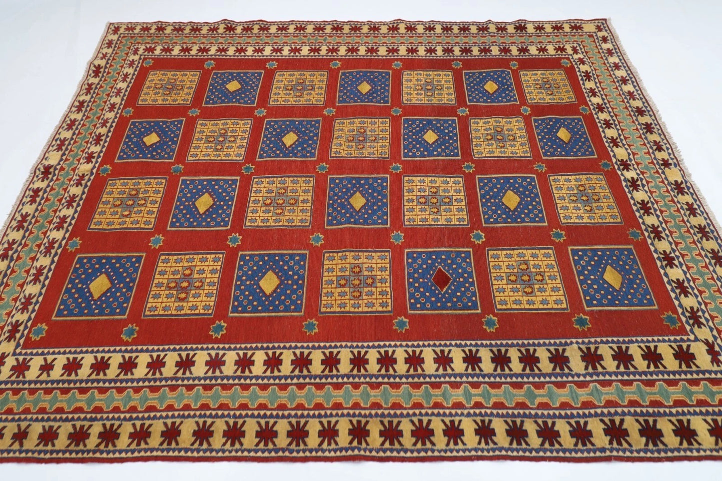 188 x 234 cm | Kilim Afghan Tribal Hand Knotted Veg Dye Wool Carpet