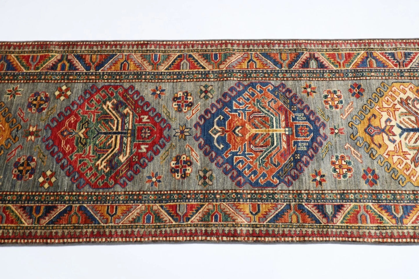 76 x 230 cm | Kazak Afghan Tribal Hand Knotted Wool Runner