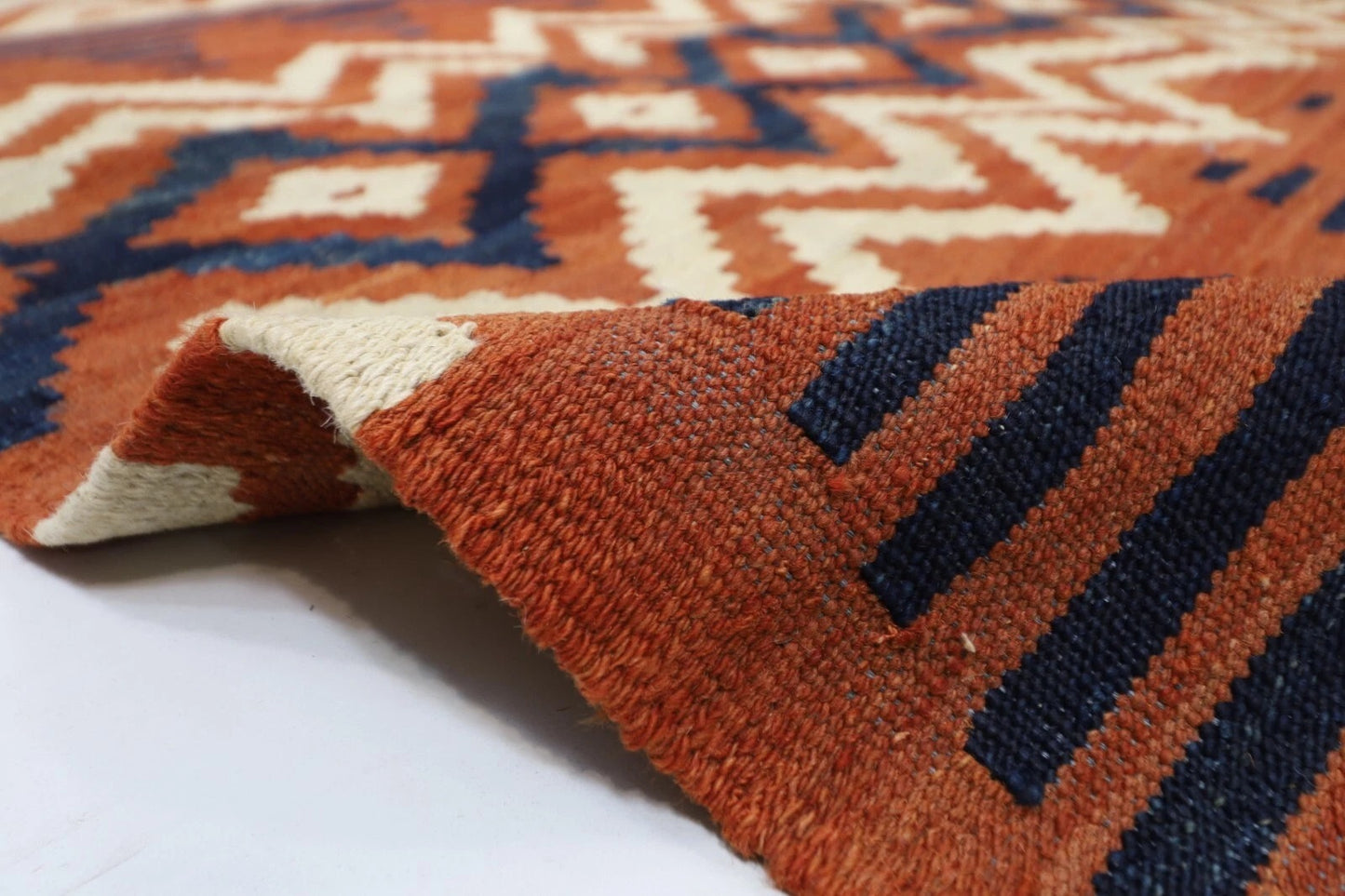 160 x 225 cm | Flat Weaved Afghan Tribal Hand Knotted Veg Dye Wool Carpet