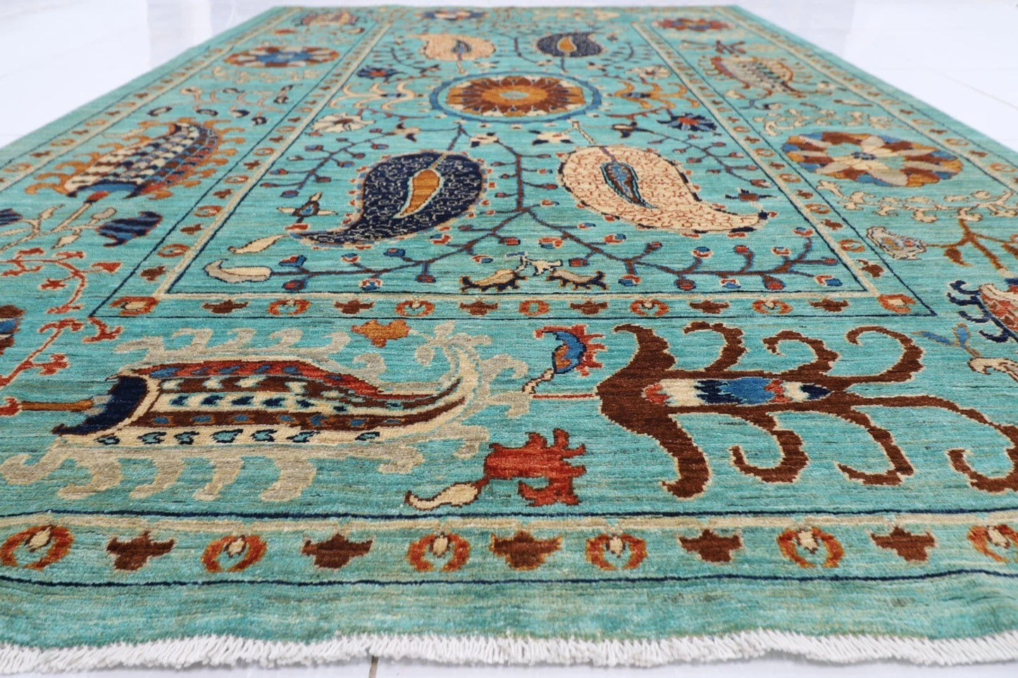 182 x 272 cm |  Suzani Afghan Tribal Hand Knotted Veg Dye Wool carpet