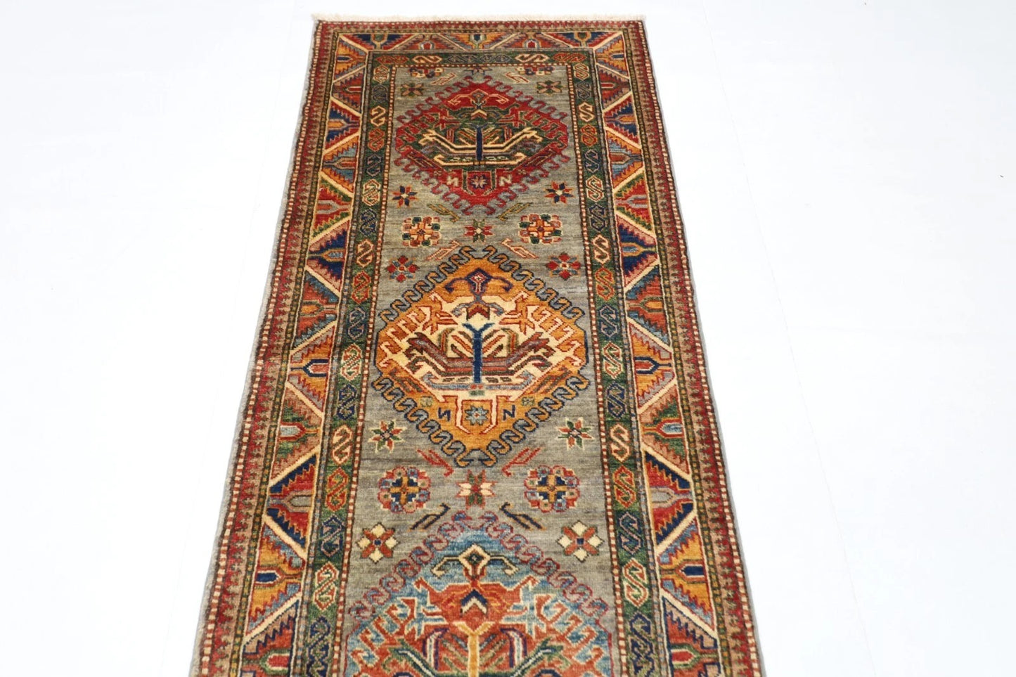 79 x 293 cm | Kazak Afghan Tribal Hand Knotted Wool Runner