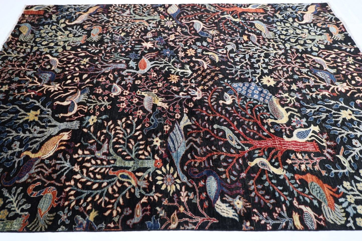 202 x 298 cm | Birds Afghan Tribal Hand Knotted Carpet