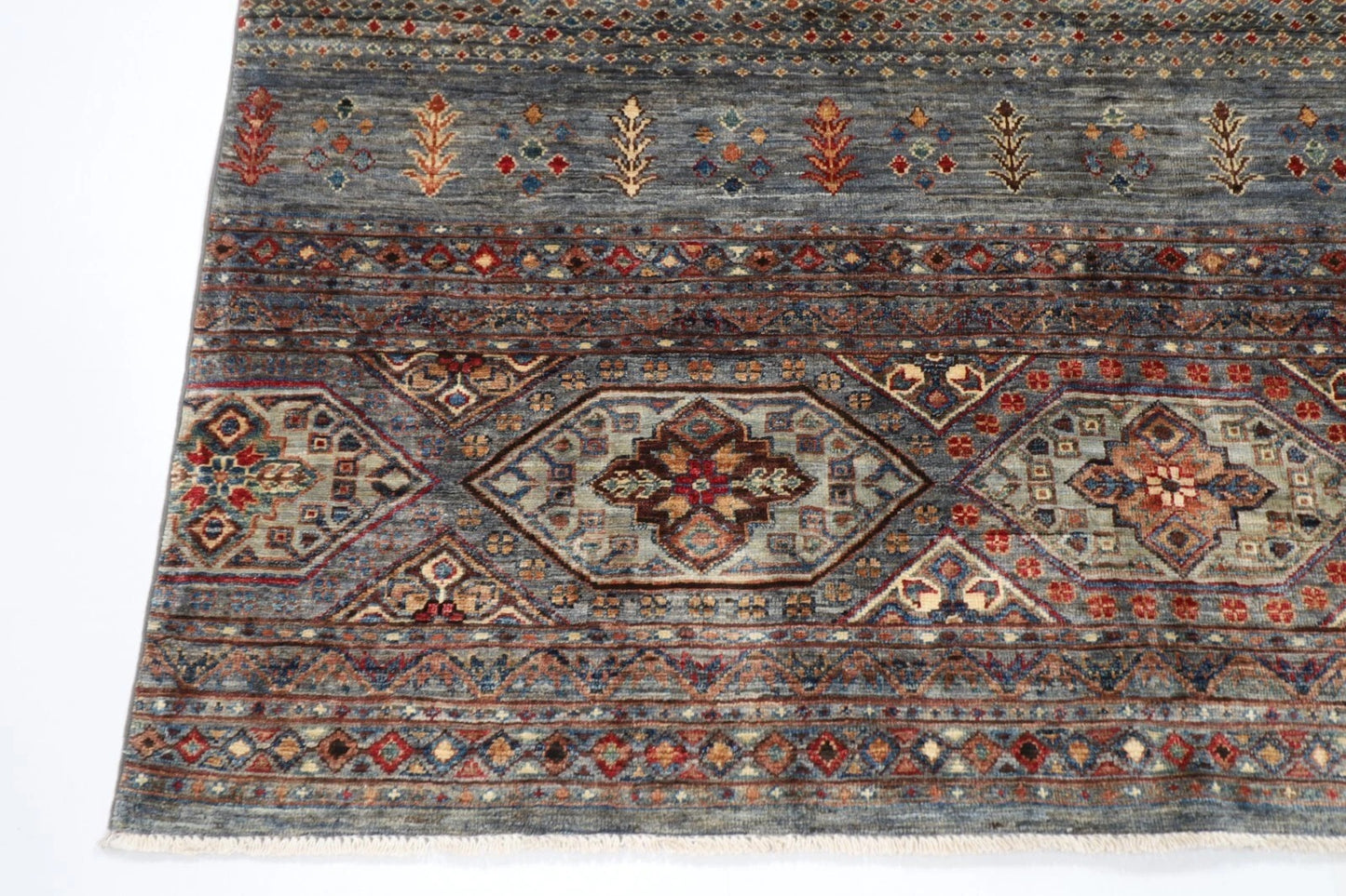 177 x 245 cm | Afghan Tribal Hand Knotted Veg Dye Wool Carpet