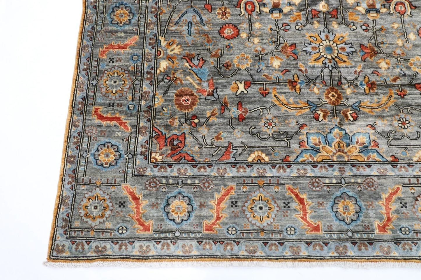180 x 275 cm | Aryana Gray Afghan Tribal Hand Knotted Veg Dye Wool carpet