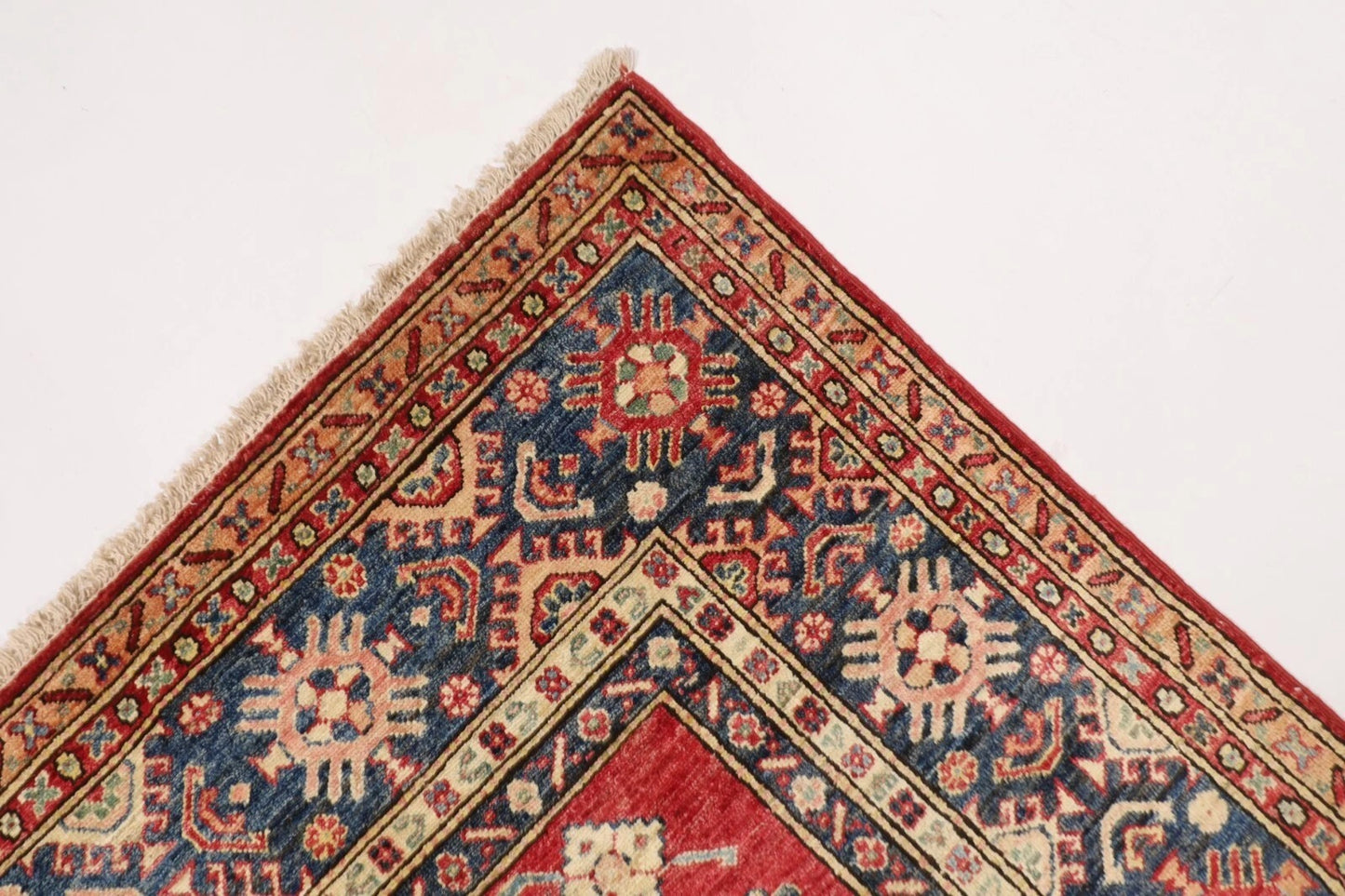 188 x 268 cm | Kazak Red Afghan Tribal Hand Knotted Veg Dye Wool Carpet