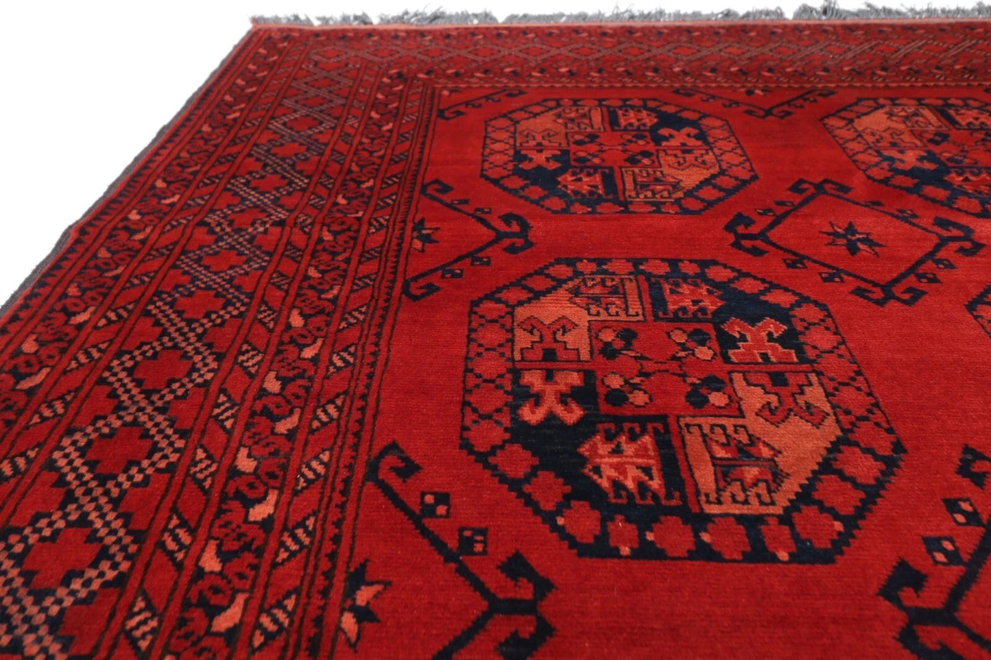 211 x 298 cm | Bokhara Afghan Tribal Hand Knotted Carpet