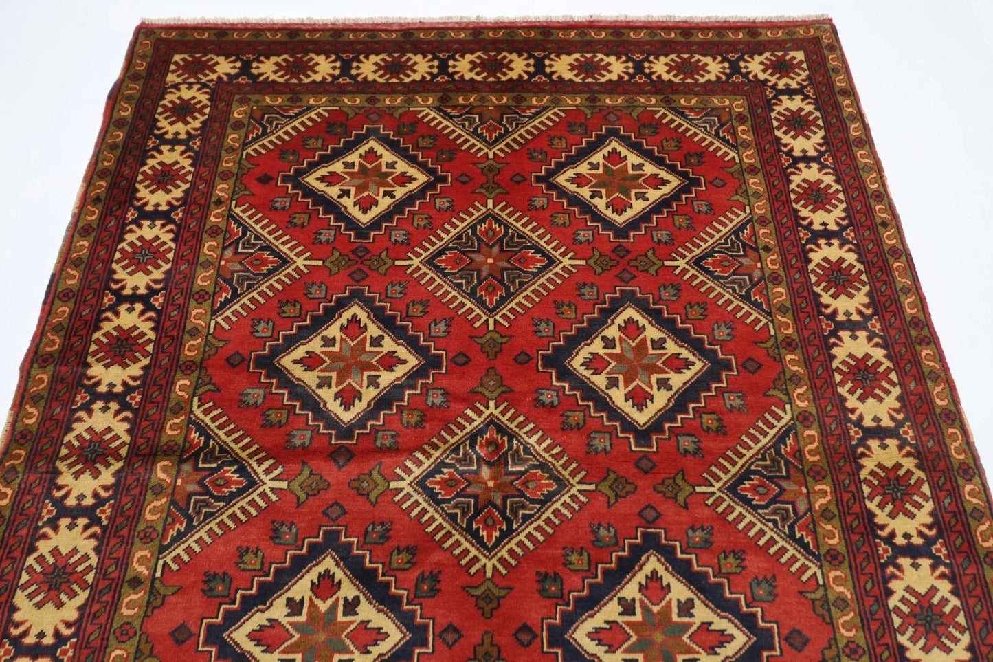 155 x 212 cm | Tribal Hand Knotted Veg Dye Wool Carpet