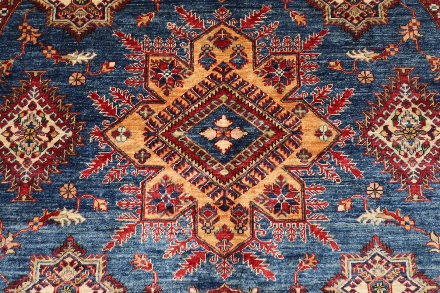 247 x 252 cm | Kazak Afghan Tribal Hand Knotted Wool Round Carpet