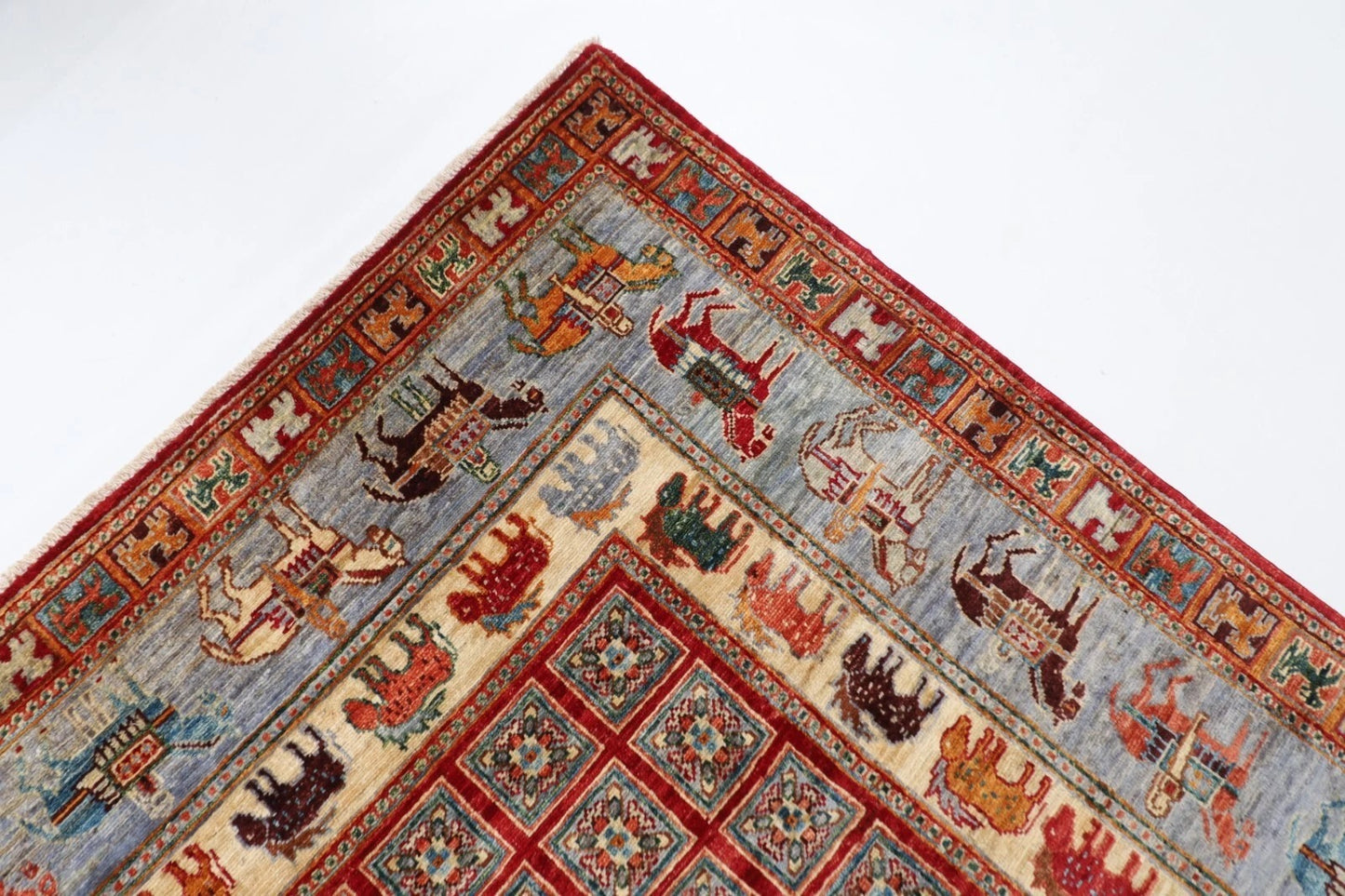 172 x 246 cm | Pazyryk Afghan Tribal Hand Knotted Veg Dye Wool Carpet