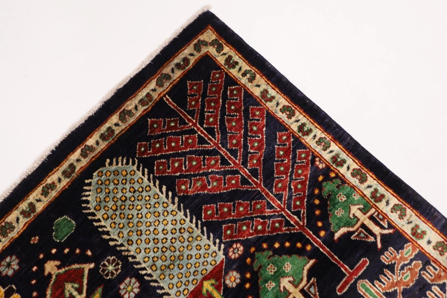 203 x 289 cm | Plants and Trees Afghan Tribal Hand Knotted Carpet