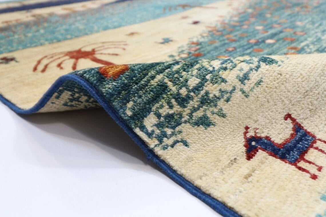 247 x 293 cm | Landscape Afghan Tribal Hand Knotted Carpet