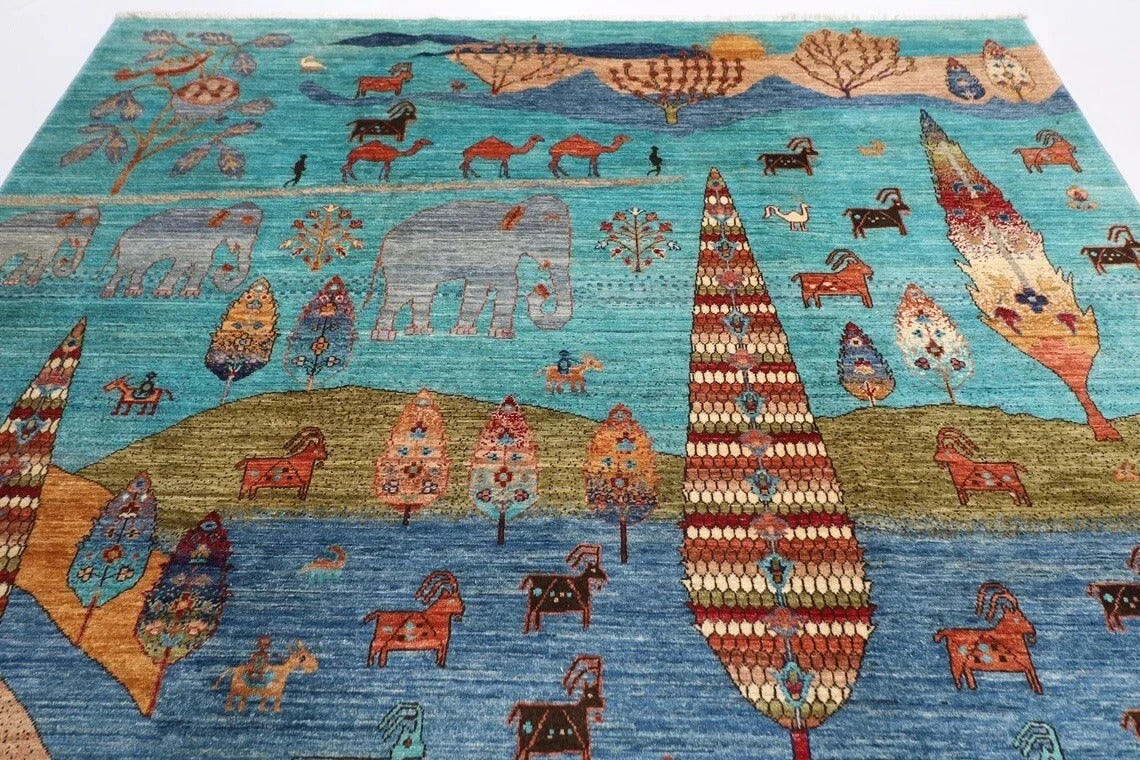 244 x 297 cm | Animal Paradise Afghan Tribal Hand Knotted Carpet