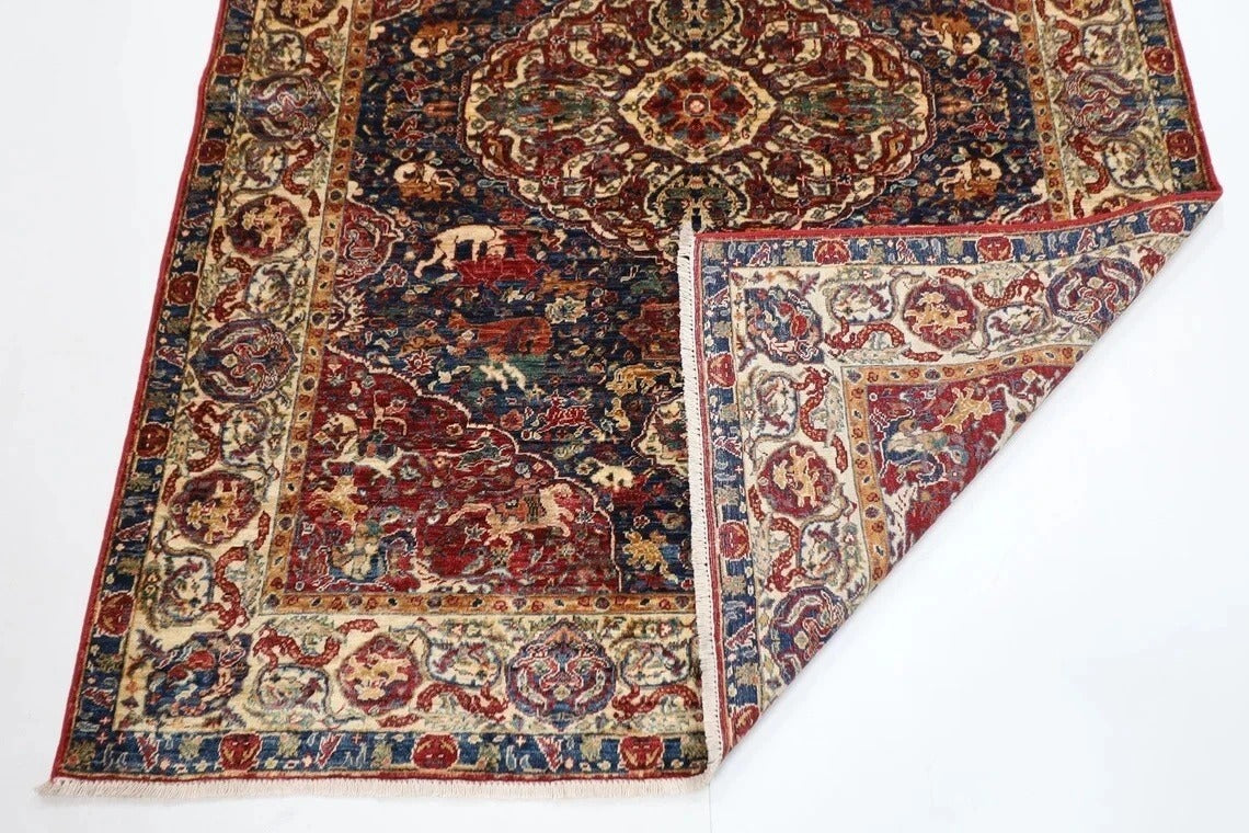 154 x 197 cm | Kerman Afghan Tribal Hand Knotted Veg Dye Wool Carpet