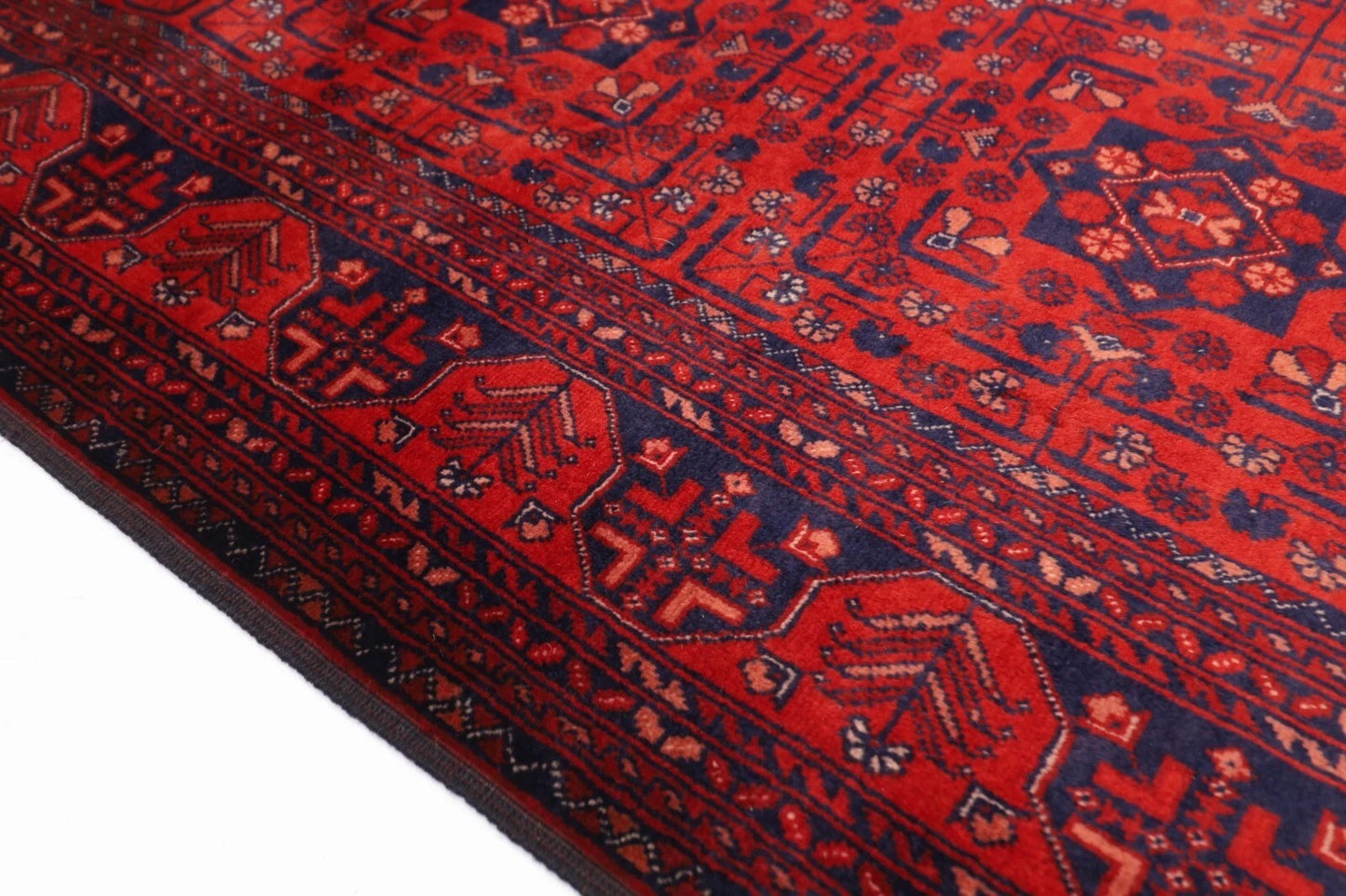 154 x 203 cm | Belgic Tribal Hand Knotted Veg Dye Wool Carpet