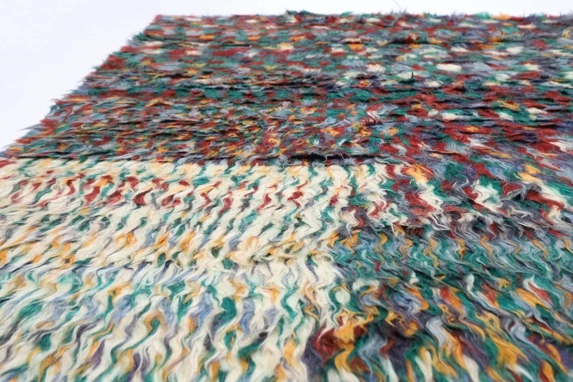 194 x 284 cm | Abstract Long Pile Afghan Tribal Hand Knotted Carpet