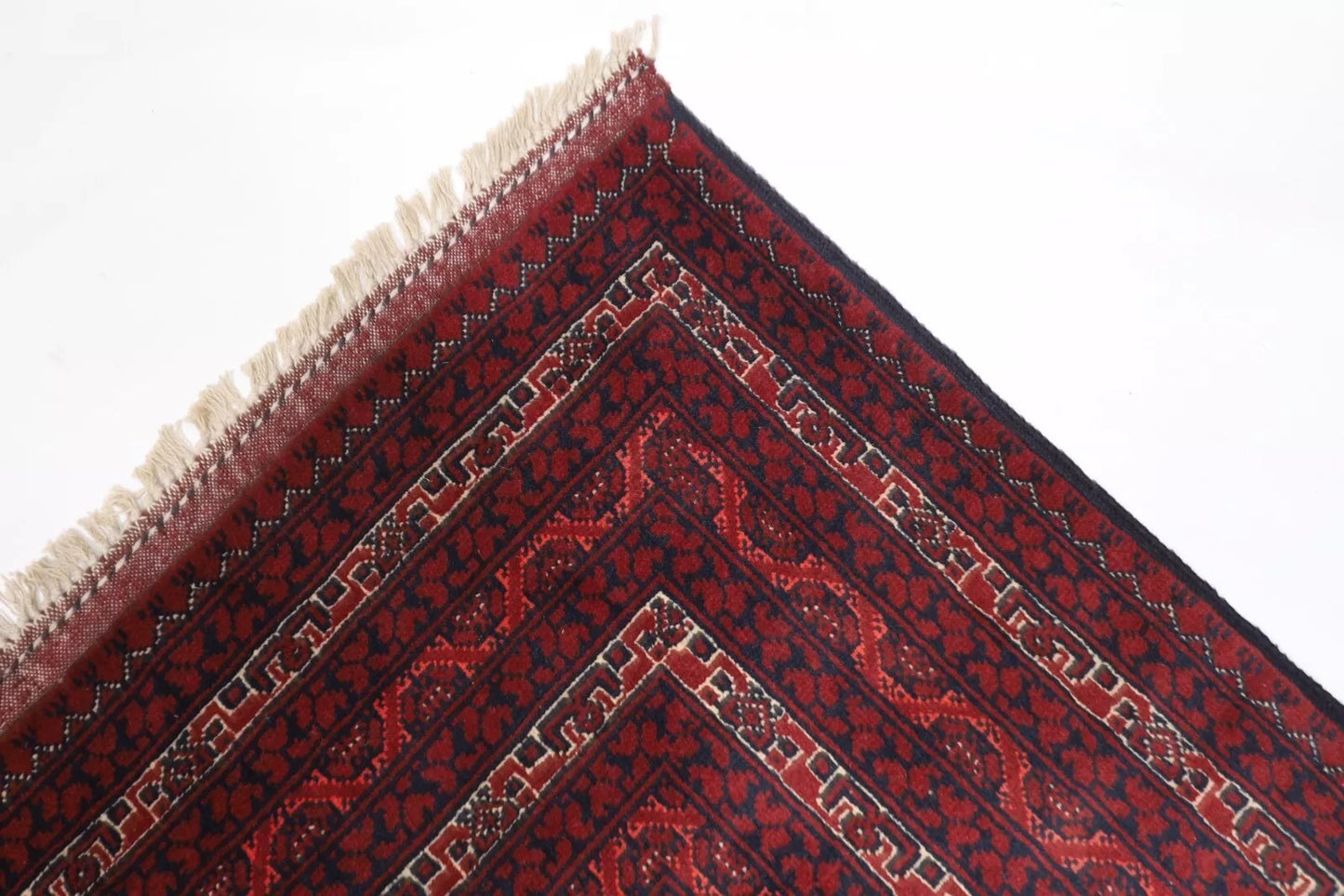 198 x 295 cm | Mori Bokhara Afghan Tribal Hand Knotted Carpet