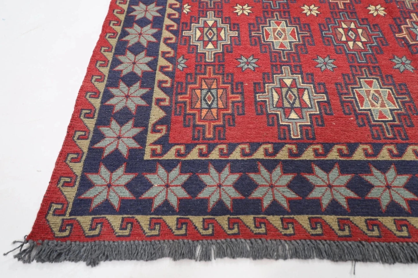136 x 181 cm | Sumak Tribal Hand Knotted Veg Dye Wool Kilim