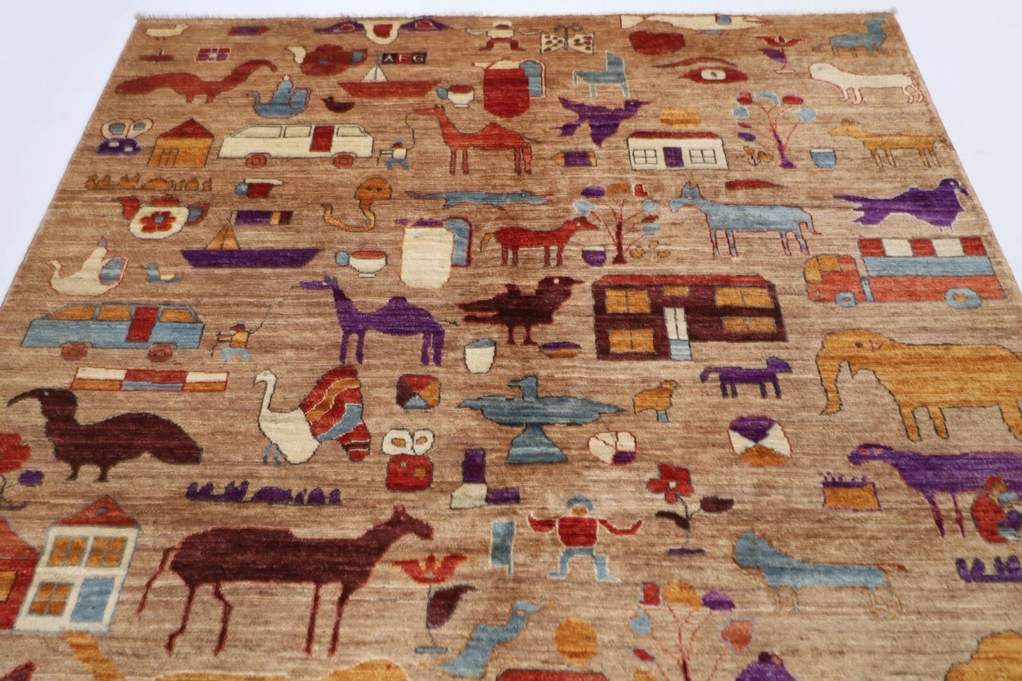 189 x 271 cm | Landscape Gabbeh Animal Afghan Tribal Hand Knotted Veg Dye Wool Carpet