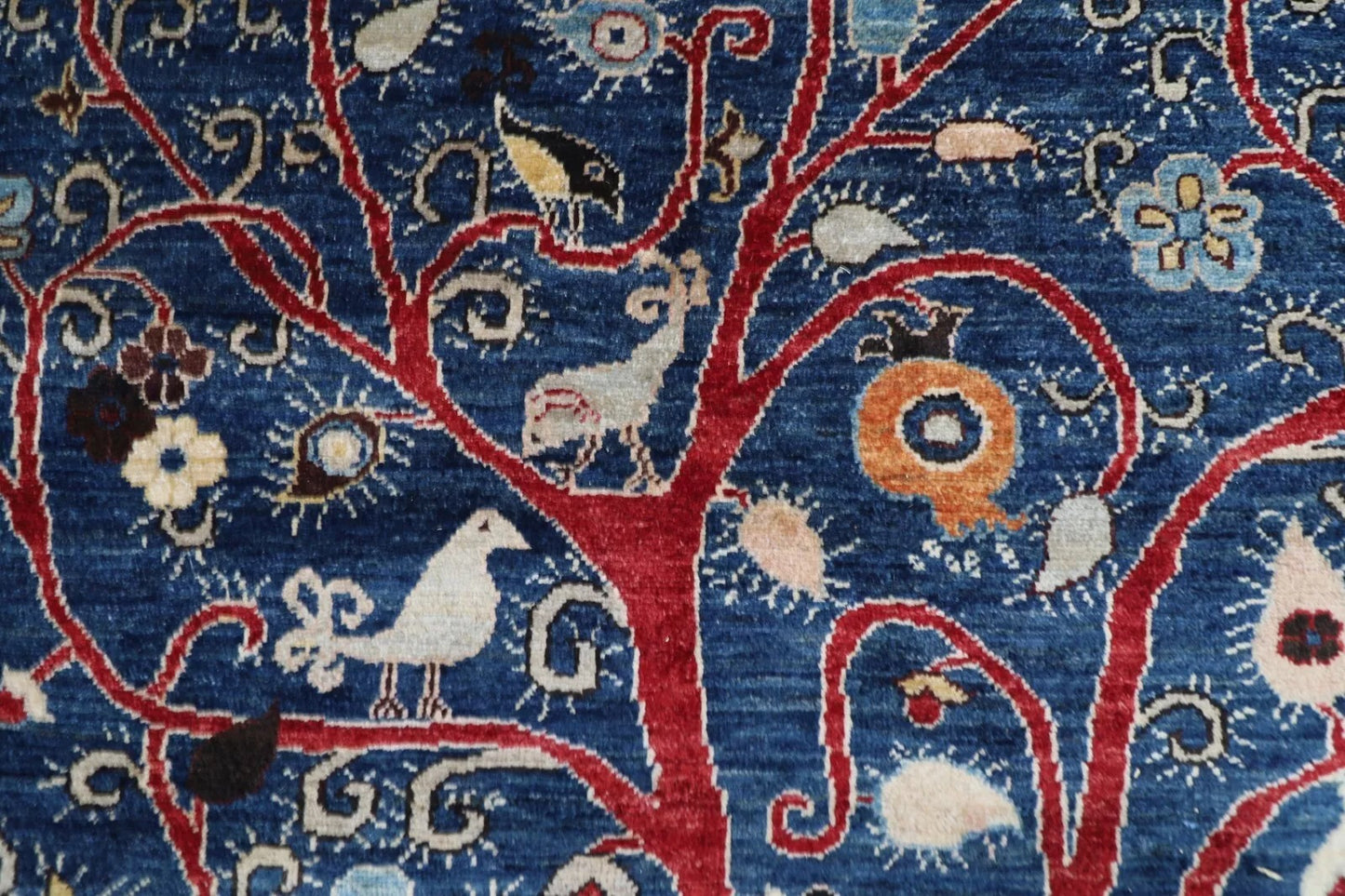 177 x 240 cm | Navy Afghan Tribal Hand Knotted Veg Dye Wool Carpet