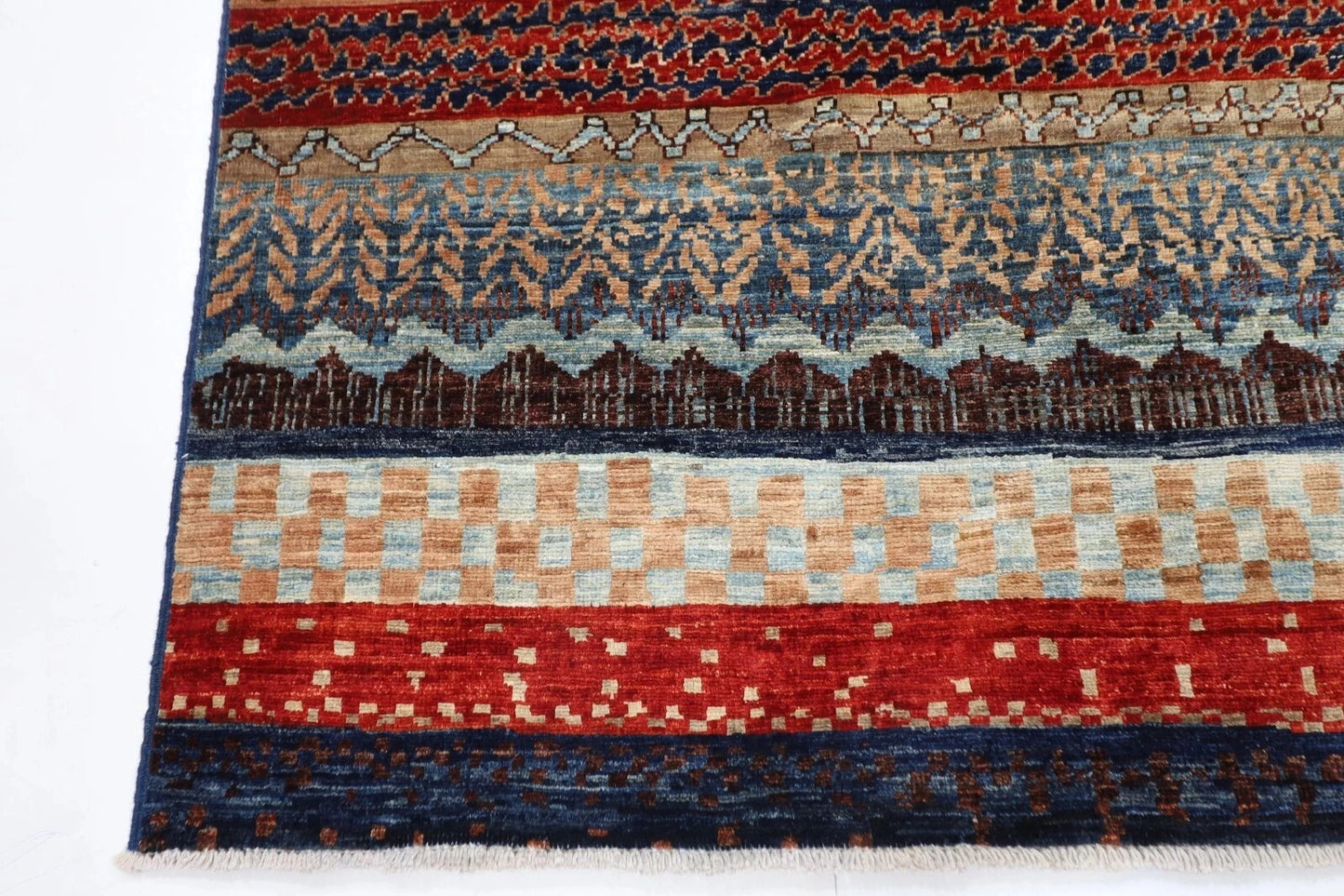 127 x 173 cm | Striped Afghan Tribal Hand Knotted Veg Dye Wool carpet
