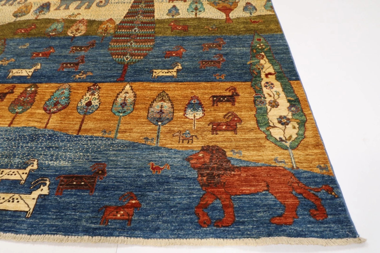 195 x 195 cm | Animal Afghan Tribal Hand Knotted Wool Carpet