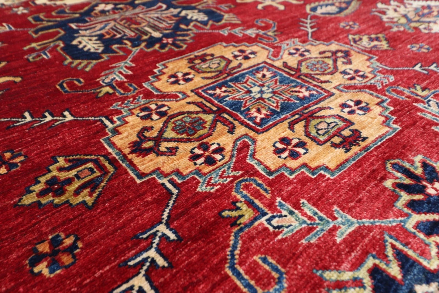 304 x 312 cm | Kazak Afghan Tribal Hand Knotted Wool Round Carpet