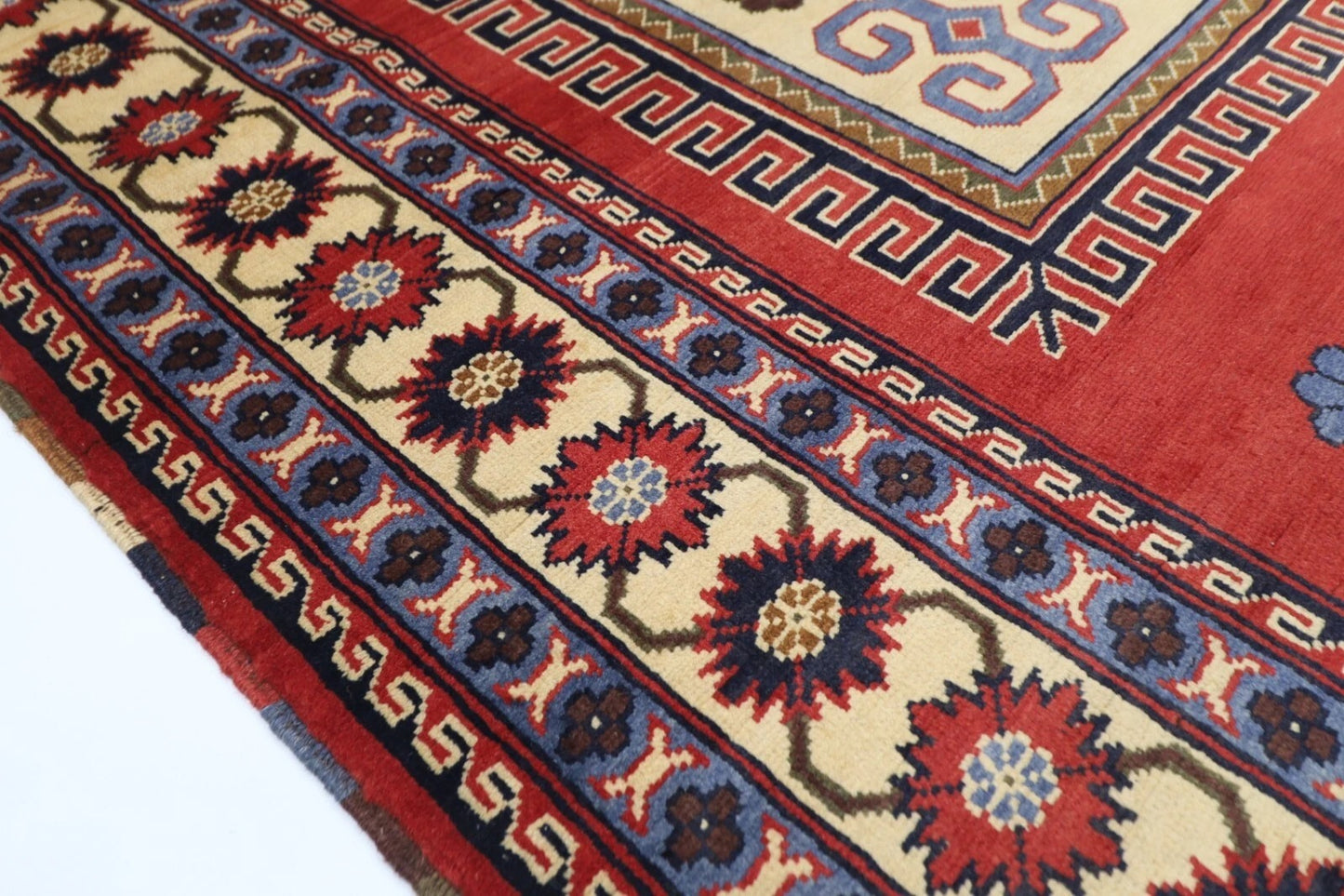 174 x 255 cm | Kazak Red Afghan Tribal Hand Knotted Wool Carpet