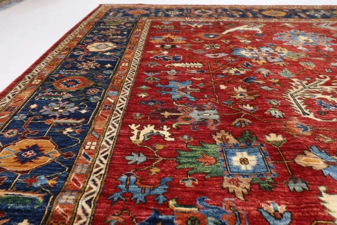 275 x 356 cm | Red Oriental Afghan Tribal Hand Knotted Carpet
